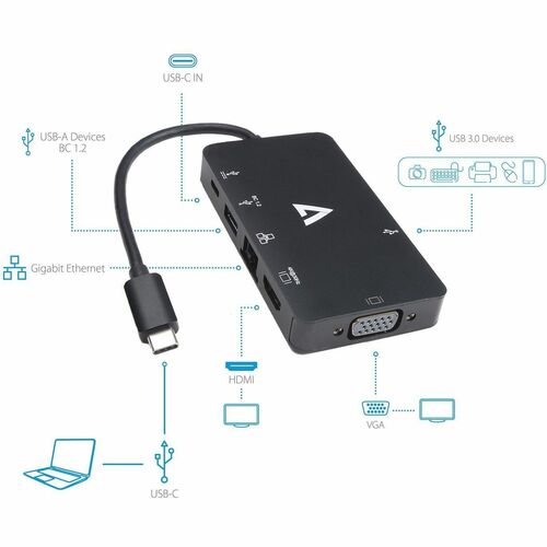 Station d'accueil V7 V7UC-U3CRJ45HDVG-BLK