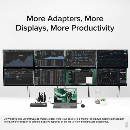 Adaptateur double écran Plugable 4K DisplayPort et HDMI avec Ethernet pour USB 3.0 et USB-C