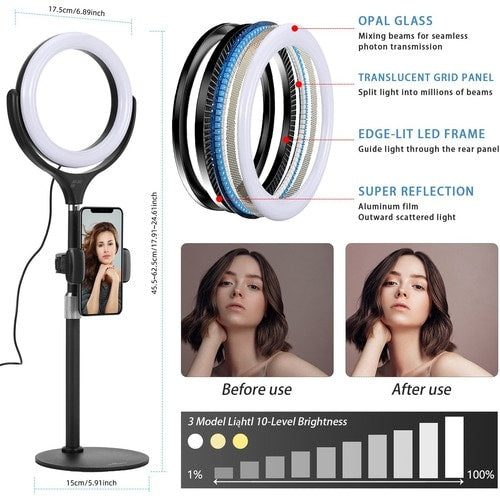 Ergopixel Desktop Tripod Stand With LED Ring Light