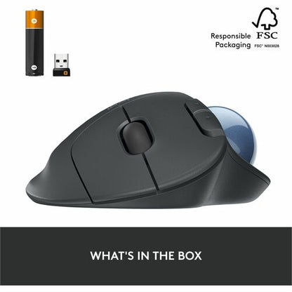 Souris sans fil à boule de commande Logitech ERGO M575 - Contrôle facile par le pouce,