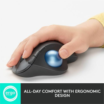 Souris sans fil à boule de commande Logitech ERGO M575 - Contrôle facile par le pouce,