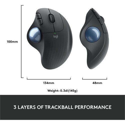 Souris sans fil à boule de commande Logitech ERGO M575 - Contrôle facile par le pouce,