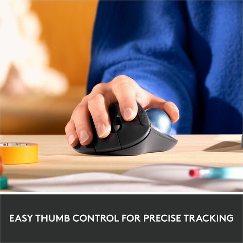 Souris sans fil à boule de commande Logitech ERGO M575 - Contrôle facile par le pouce,