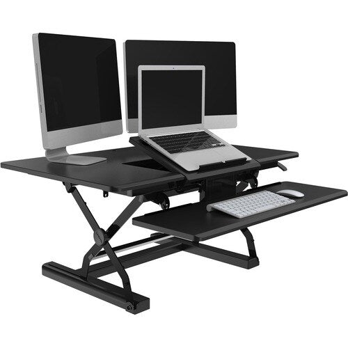 Poste de travail assis-debout de 91 cm (36 po) pour ordinateur portable, hauteur réglable de 12,7 à 43,2 cm (5 à 17 po)