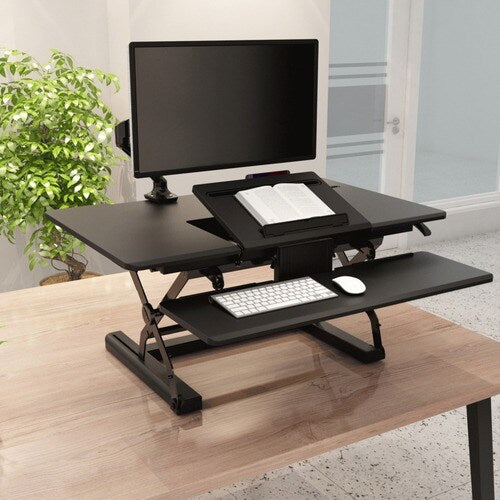 Poste de travail assis-debout de 91 cm (36 po) pour ordinateur portable, hauteur réglable de 12,7 à 43,2 cm (5 à 17 po)