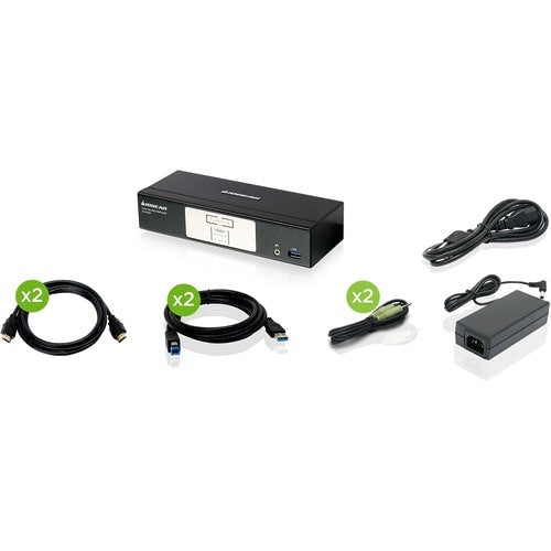 KVM 4K DE 2 PUERTOS CON CONEXIÓN HDMI HUB USB 3.0 AUDIO TAA