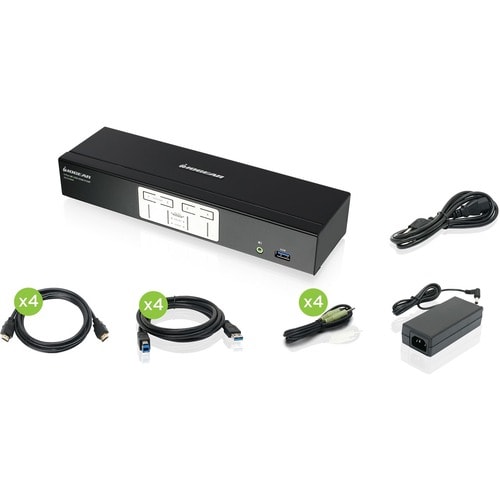 KVM 4K DE 4 PUERTOS CON CONEXIÓN HDMI HUB USB 3.0 AUDIO TAA