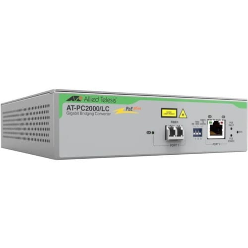 Allied Telesis PoE+ to Fiber Switching Media Converter - Network (RJ