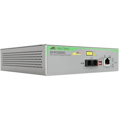 Convertidor de medios de conmutación PoE+ a fibra de Allied Telesis - Red (RJ