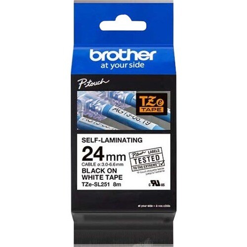 RUBAN AUTO-LAMINOIR 24MM TZESL251 NOIR SUR BLANC