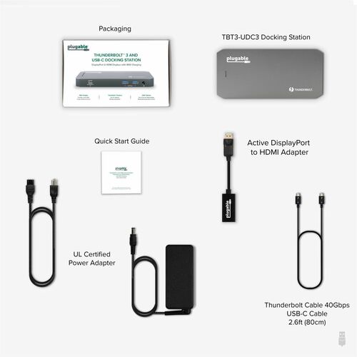 Estación de acoplamiento enchufable Thunderbolt 3 y USB C con