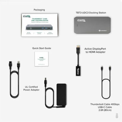 Estación de acoplamiento enchufable Thunderbolt 3 y USB C con