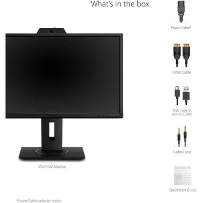 Moniteur LED Full HD ViewSonic Graphic VG2440V 24 pouces avec webcam - 16:9 - Noir