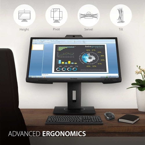 Moniteur LED Full HD ViewSonic Graphic VG2440V 24 pouces avec webcam - 16:9 - Noir