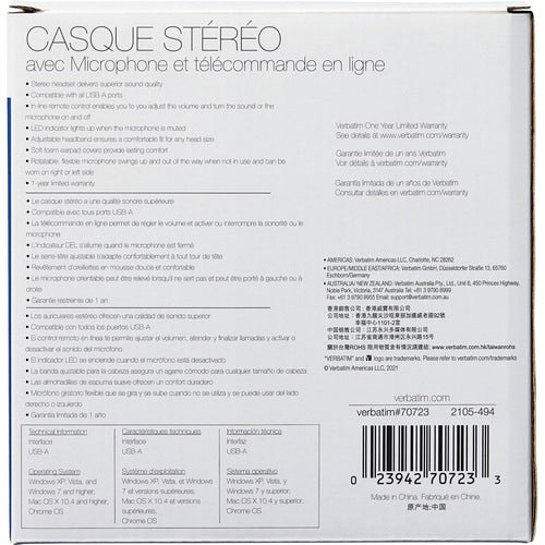 Verbatim Stereo Headset with Microphone and In