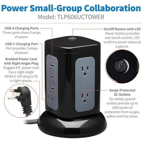 Tripp Lite by Eaton Protect It! TLP606UCTOWER 6-Outlet Surge Suppresso