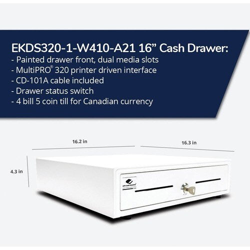 apg Entry Level Point of Sale Cash Drawer | Arlo Series EKDS320-1-W410-A21 - USD