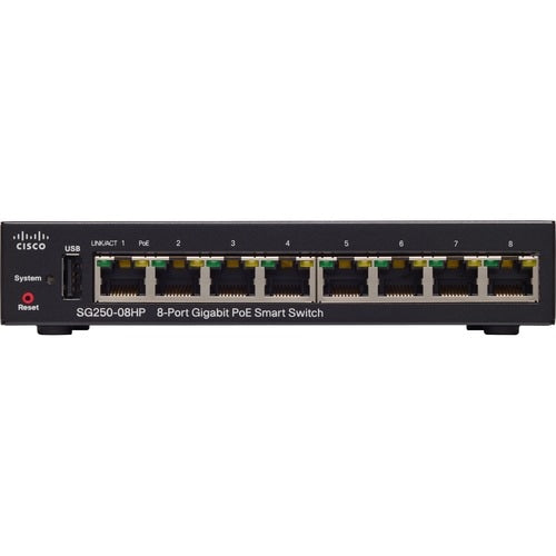 CISCO SG250-08HP 8PORT GB POE SMART SWITCH REMANUFACTURED