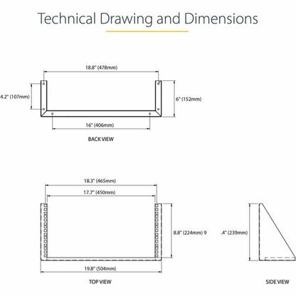 StarTech.com 5U Vertical Wall Mount Rack, 19" Wall Mounting Bracket, O