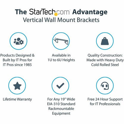 StarTech.com 5U Vertical Wall Mount Rack, 19" Wall Mounting Bracket, O