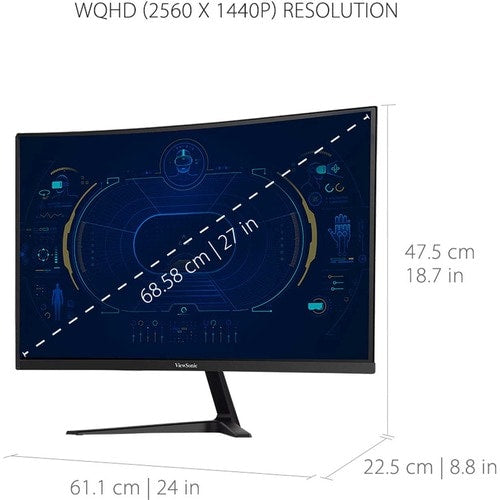 Moniteur LED incurvé WQHD ViewSonic OMNI VX2718-2KPC-MHD de 27 pouces