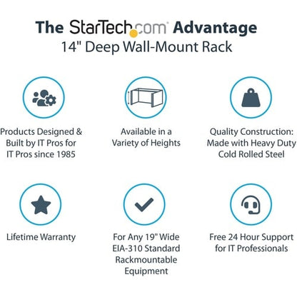 StarTech.com 4U Wall Mount Rack, 14in Deep, 19 inch Wall Mount Network