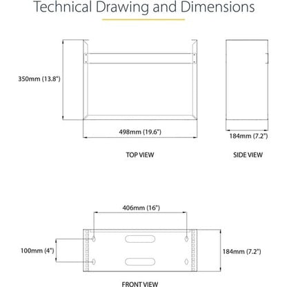 StarTech.com 4U Wall Mount Rack, 14in Deep, 19 inch Wall Mount Network
