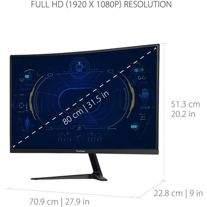 Pantalla Viewsonic de 32", panel MVA, resolución de 1920 x 1080 - 31,5" visibles - Multi