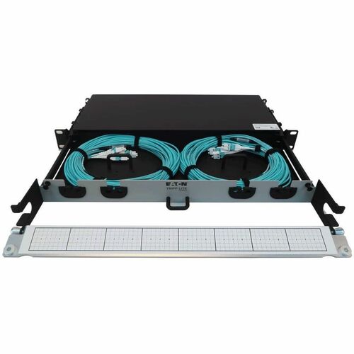 Panneau de fibres préchargé Tripp Lite by Eaton N48M-2M8L4-20 - 4 x Duplex - 1U de hauteur - Aqua, Noir
