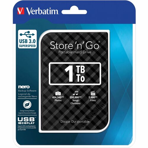 VERBATIM 2TB HARD DRIVEBLACK PORTABLE STORE N GO USB 3.0 MULTI 4