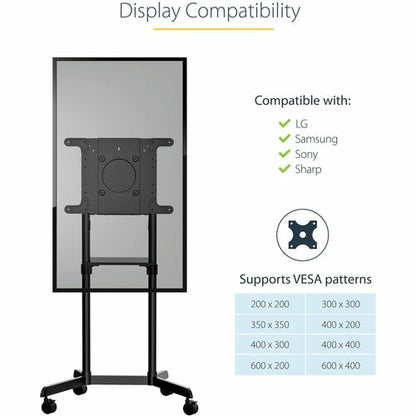 StarTech.com Mobile TV Cart, Portable Rolling TV S