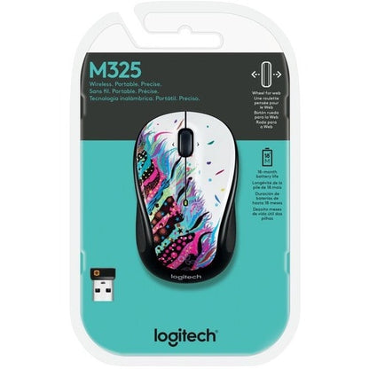 Logitech M325 Wireless Mouse, 2.4 GHz with USB Unifying Receiver, 1000