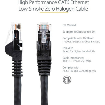 Cable Ethernet CAT6 StarTech.com de 15 m (50 pies), LSZH (baja emisión de humo y libre de halógenos), 10 GB
