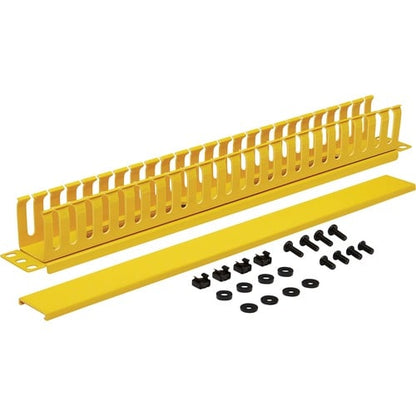 Tripp Lite by Eaton Horizontal Cable Manager - Finger Duct with Cover, Yellow, 1U - Horizo