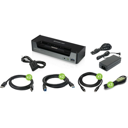 CONMUTADOR KVMP DE 3 PUERTOS USB-C Y DISPLAYPORT CON SUMINISTRO DE ENERGÍA