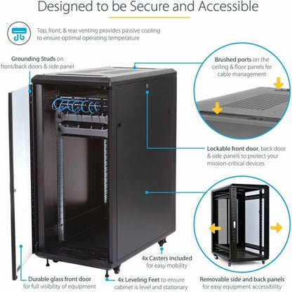 StarTech.com 4-Post 32U Server Rack Cabinet, 19" Data Rack Cabinet for