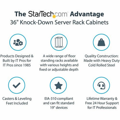 StarTech.com 4-Post 32U Server Rack Cabinet, 19" Data Rack Cabinet for