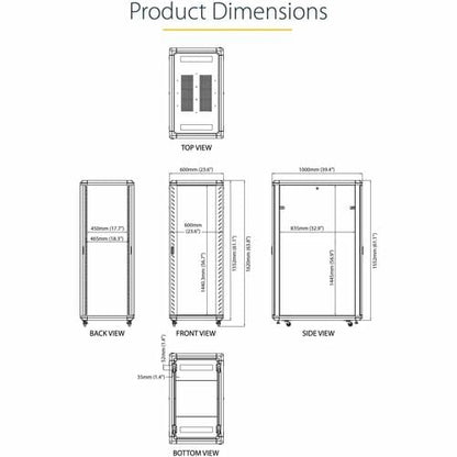 StarTech.com 4-Post 32U Server Rack Cabinet, 19" Data Rack Cabinet for