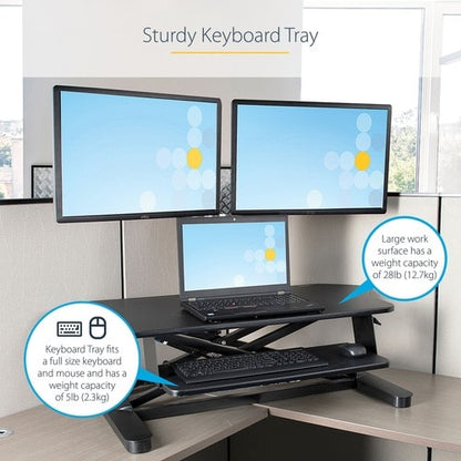 StarTech.com Corner Sit Stand Desk Converter with Keyboard T