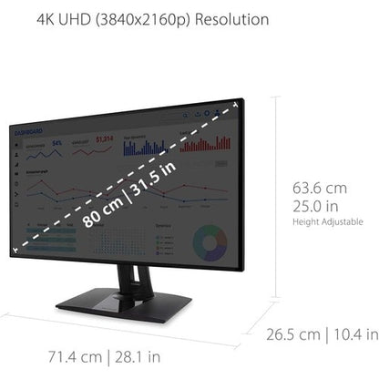 Écran Viewsonic 32 pouces, dalle IPS, résolution 3840 x 2160 - 31,5 pouces visible - en