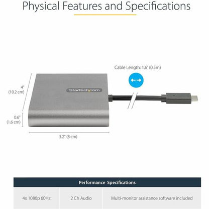 Adaptador USB C a HDMI cuádruple de StarTech.com