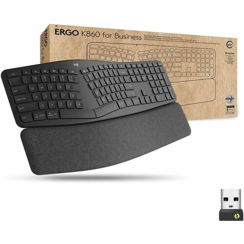 Logitech Ergo K860 para empresas (Grafito) - Caja marrón - Conectividad inalámbrica