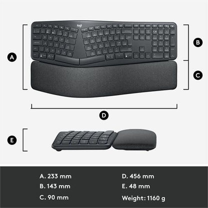 Logitech Ergo K860 para empresas (Grafito) - Caja marrón - Conectividad inalámbrica