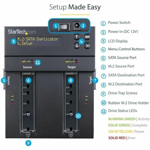 DUPLICATEUR ET EFFACEUR AUTONOME M.2 SATA M.2 NVME HDD/SSD
