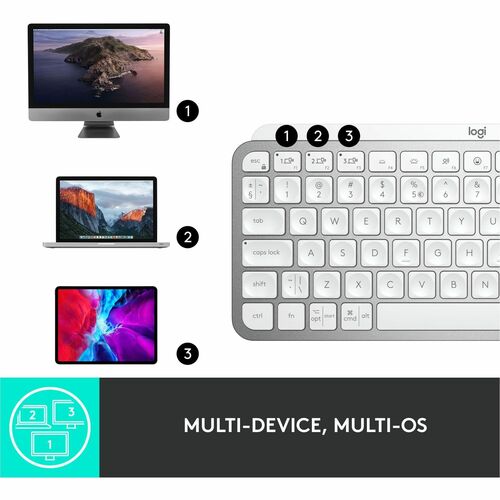 Logitech MX Keys Mini (gris pâle) - Connectivité sans fil - Bluetooth
