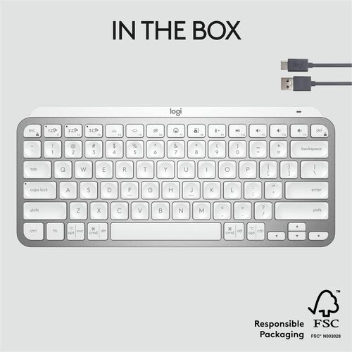 Logitech MX Keys Mini (gris pâle) - Connectivité sans fil - Bluetooth