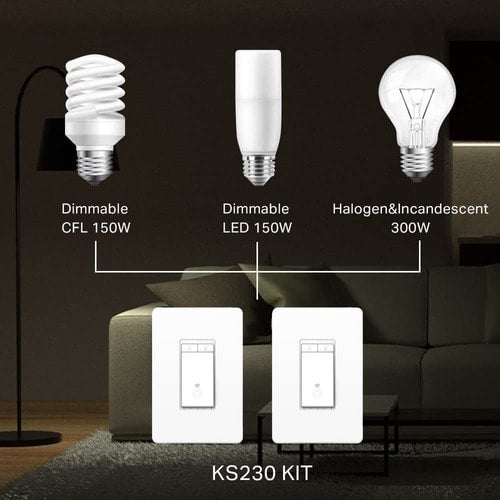 Kasa Smart WiFi Light Switch, 3-Way Dimmer Kit