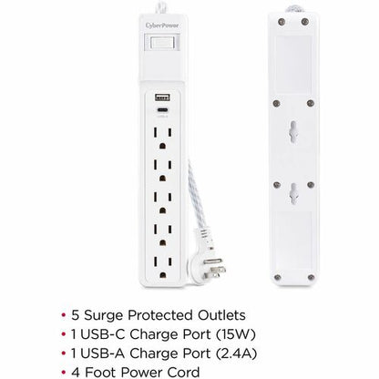 Cyber Power CyberPower P504UC 5-Outlets Surge Suppressor/Protector - 5