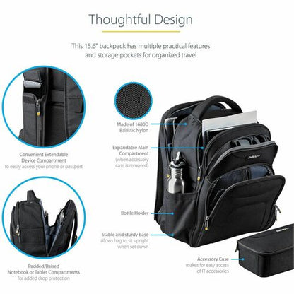 StarTech.com 15.6" Laptop Backpack w/ Removable Ac