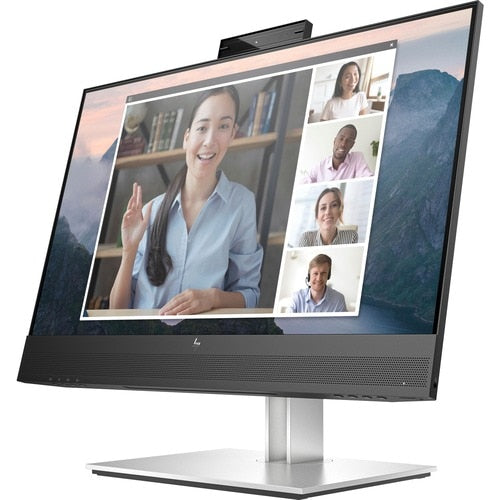 Monitor LCD Full HD HP E24mv G4 de 24" con cámara web - 16:9 - Negro, plateado